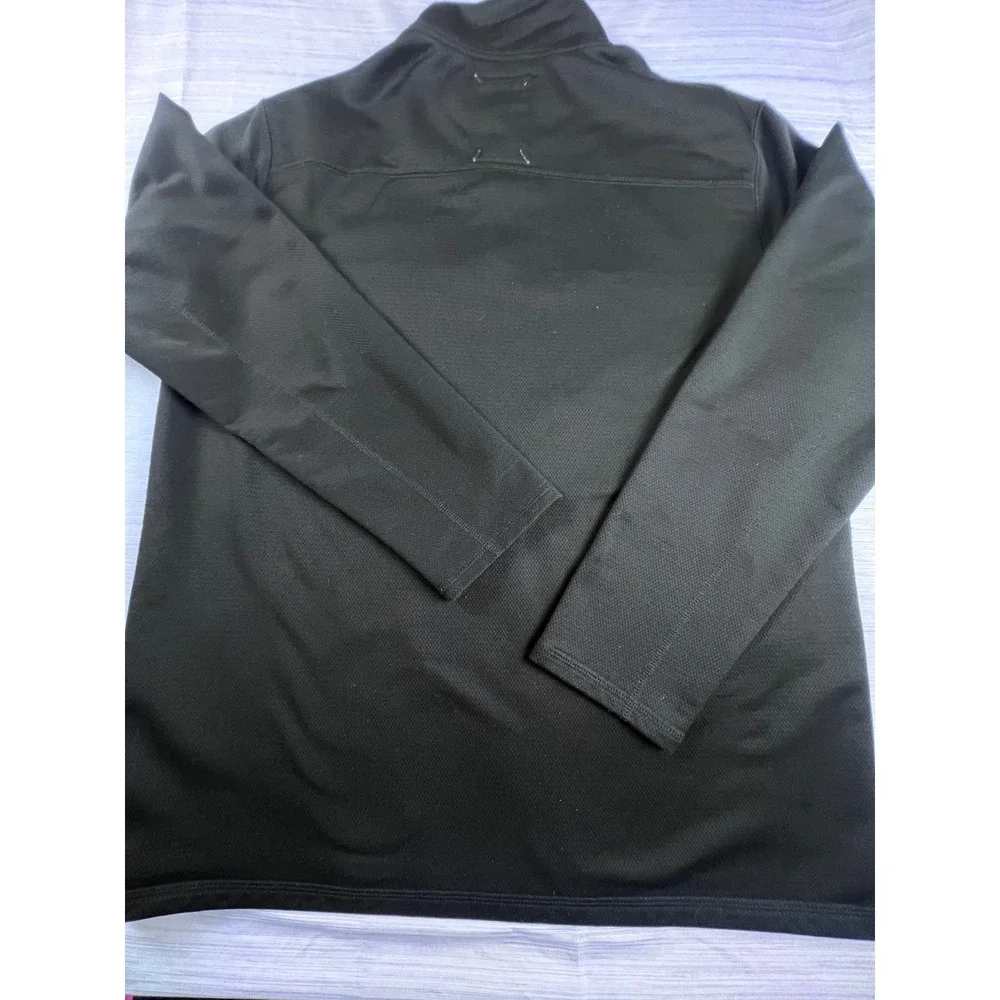 Timberland Mens Black Quarter Zip Pullover Textured Fleece Jacket Large